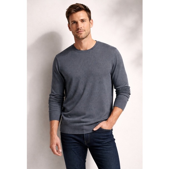 Banana Republic Other - NWT Banana‎ Republic XL Cotton Silk Cashmere Striped Crewneck Sweater Blue Gray
